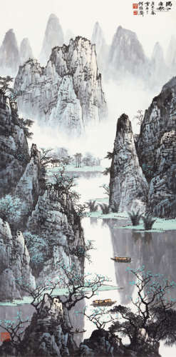 白雪石（1915～2011） 1990年作 漓江渔歌 镜心 设色纸本