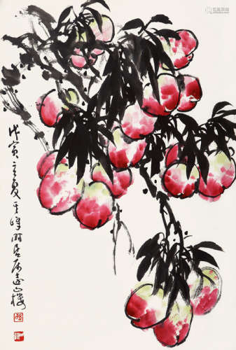 孙其峰（b.1920） 1998年作 大寿图 托片 设色纸本