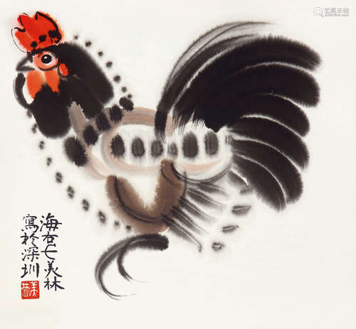 韩美林（b.1936） 鸿运当头 镜片 设色纸本