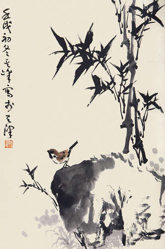 孙其峰（b.1920） 1982年作 一鸣望春 立轴 设色纸本