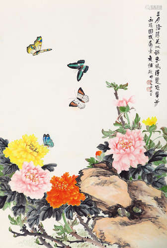 冯康侯（1901～1983） 1975年作 意冠群芳 立轴 设色纸本