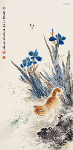 曹克家（1906～1979） 猫戏图 镜心 设色纸本