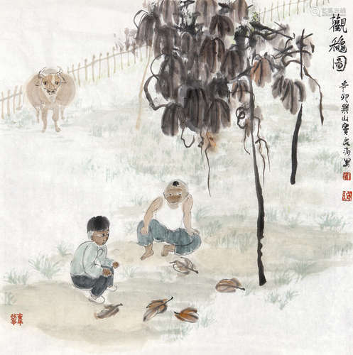 窦良羽（b.1976） 2011年作 观秋图 镜片 设色纸本