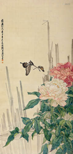 刘奎龄（1885～1967） 1931年作 蝶恋花 立轴 设色绢本