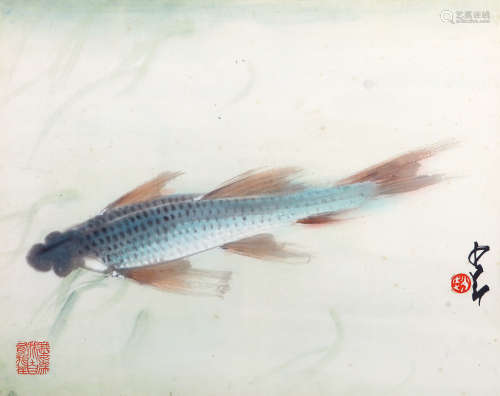 赵少昂（1905～1998） 鱼游春水 镜框 设色纸本