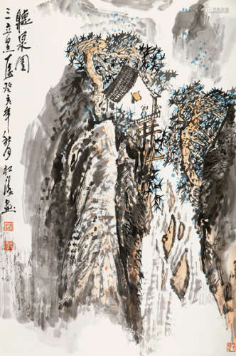 赵松涛（1916～1993） 1993年作 听泉图 立轴 设色纸本
