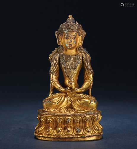 18世纪 铜鎏金无量寿佛坐像