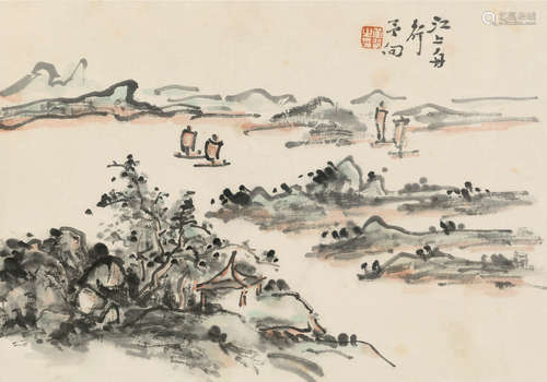 黄宾虹 山水 框 纸