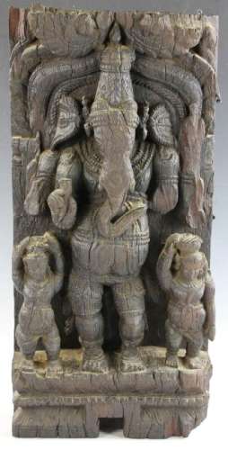 Ancient Indian Carved Panel of Elephant