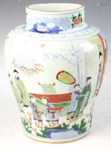 Large Chinese Famille Verte Kangxi Style Jar