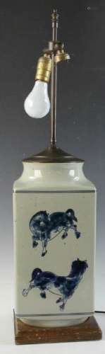 Chinese Porcelain Zong Form Lamp