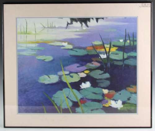 Todashi Asoma Water Lilies Watercolor