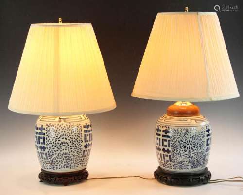 Two Chinese Style Ginger Jar Table Lamps