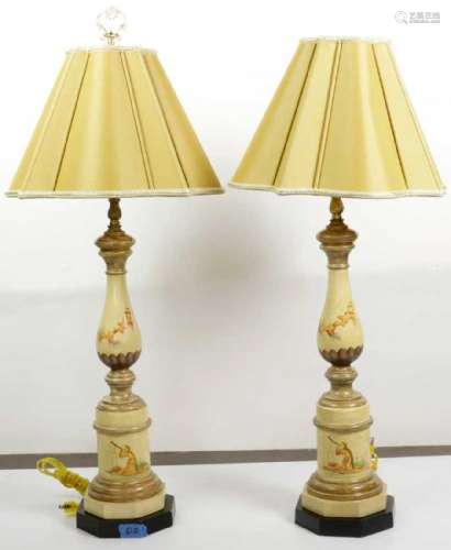 Pair of Paint Decorated Table Lamps