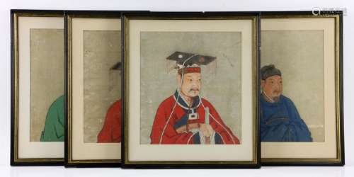 Four Chinese Watercolor Paintings, Framed