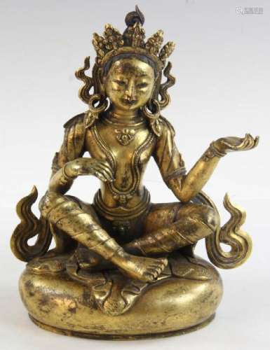 Sino Tibetan Gilt Bronze Figure of Tara