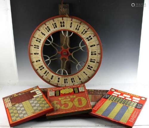 Wooden Gambling Wheel and Punch Boards