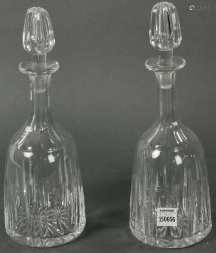 Pair of Blown and Cut Glass Decanters