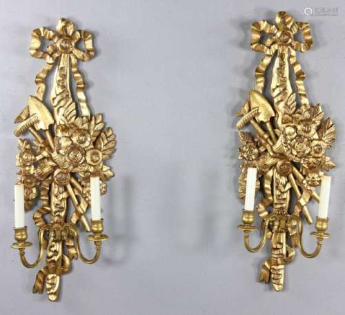 Pair of 20thC French Giltwood Wall Sconces