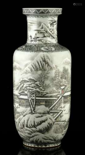 Chinese Winter Scene Vase