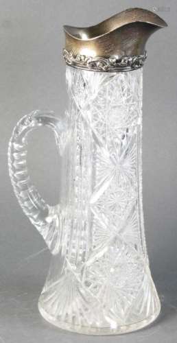 American Brilliant Cut Pitcher with Sterling Rim