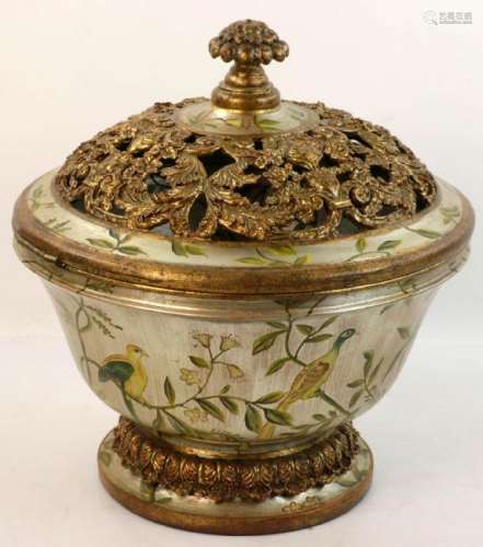 Chinese Silver/Gold Painted Covered Bowl