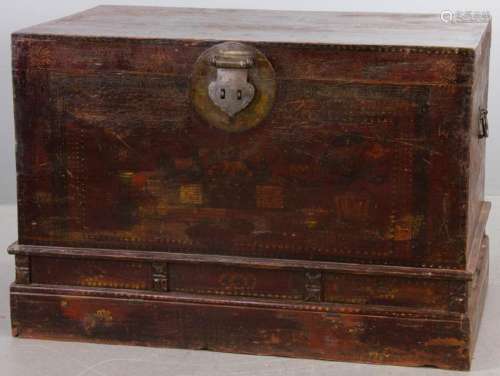 19thC Chinese Painted Blanket Chest