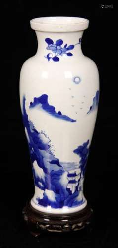 Chinese Kangxi Landscape Rouleau Vase