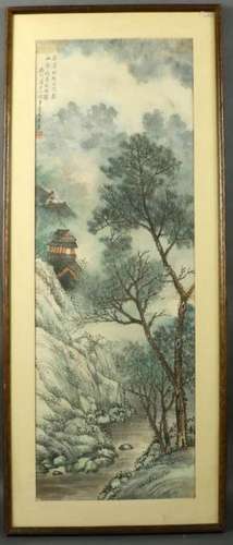 Early 20thC Chinese Watercolor of Landscape