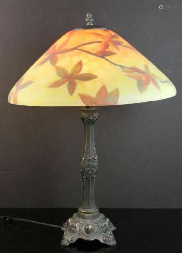 Contemporary Reverse Painted Glass Lamp