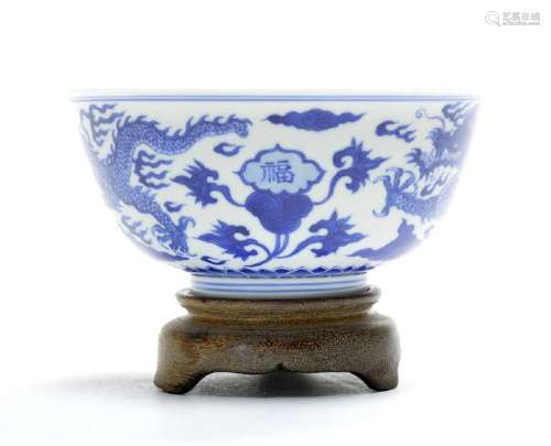 Chinese Blue and White Dragon Bowl