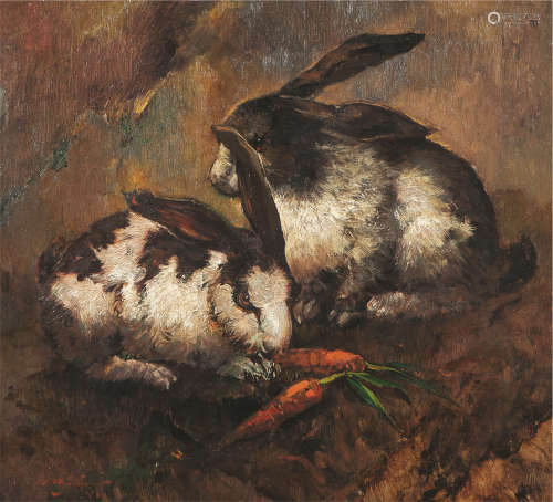 李曼峰 油画双兔 油画
