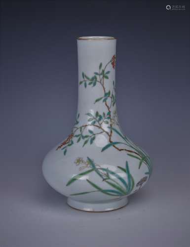 Famille Rose Glazed Porcelain Vase with Mark