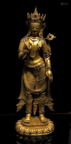 Large Gilt Bronze Figure of Padmapani