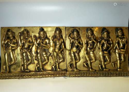 Gilt Bronze Panel of Dancing Tara