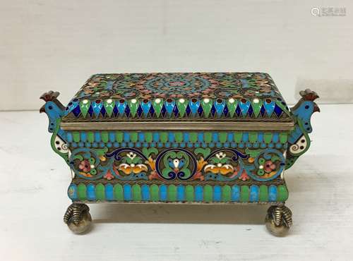 Russian 84 Silver Enamel Box