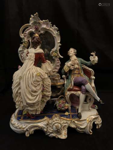 Porcelain Figure of Women and Man with Mark