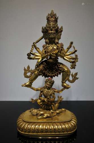 Large Gilt Bronze Figure of Bodhisattva