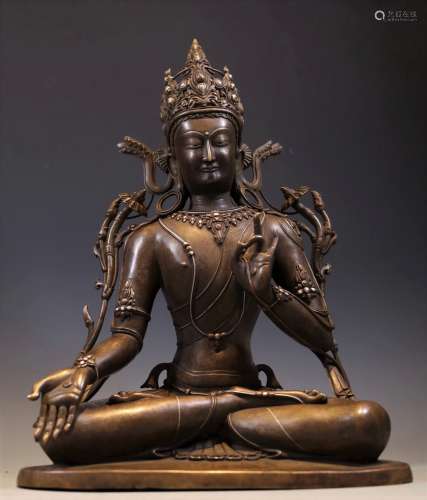A Large Silver-inlaid Bronze Figure of Tara