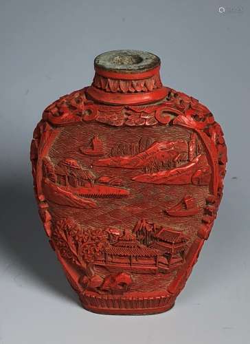 Red Cinnabar Lacquer Snuff Bottle