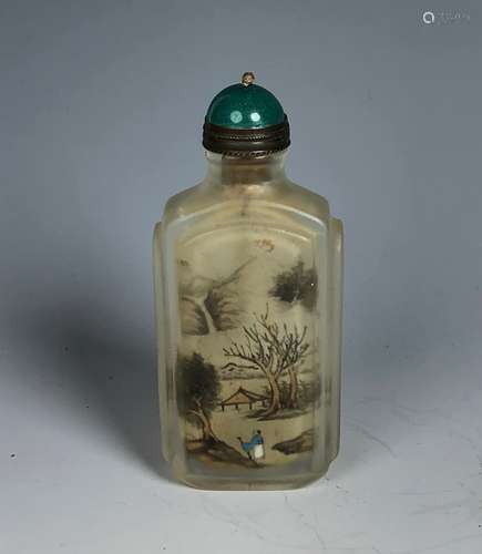 Inside Painted Glass Snuff Bottle with Mark