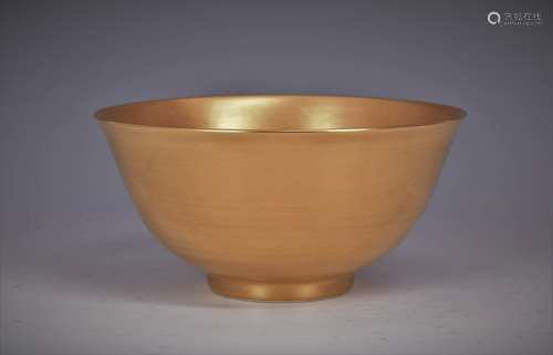 Rare Gold Glazed Porcelain Bowl with Mark