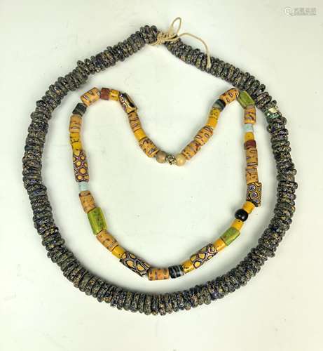 Two Of Antique African Trade Beads Necklaces