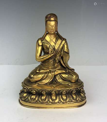 Gilt Bronze Figure of Tibetan Lama