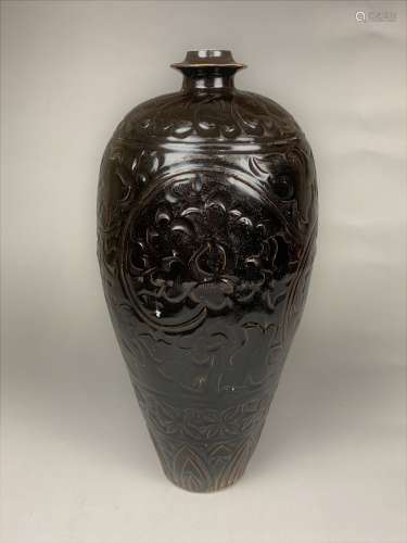 Large Dark Brown Glazed Porcelain Vase