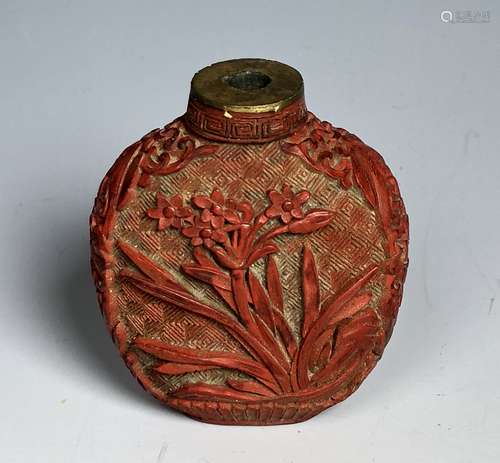 Cinnabar Lacquer Snuff Bottle