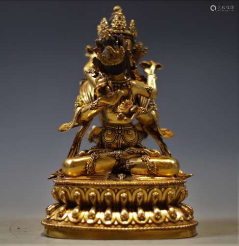 Gilt Bronze Figure of Vajradhara and Prajnaparamita