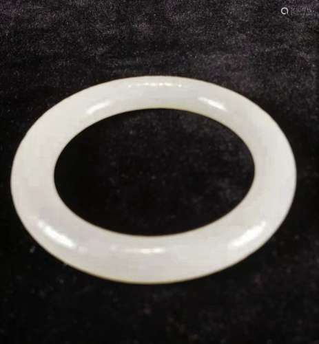 Carved White Jade Bangle