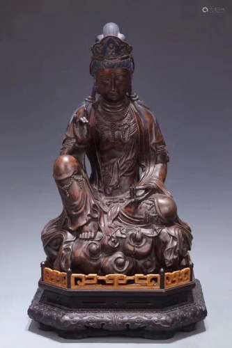 Agarwood Figure of GUANYIN w/ Zitan Base