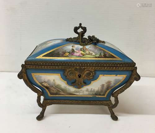 Painted Porcelain and Metal box